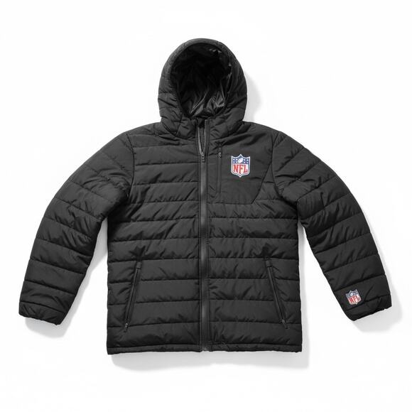 NFL Shield Black Puffer Jacket – Men’s Small – Full Zip – Retro Logo – NWOT